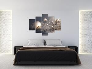 Abstraktné obraz - šedej gule (Obraz 150x105cm)