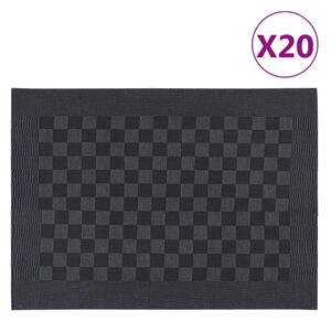 Kuchynské utierky 20 ks čierno-šedé 50x70 cm bavlna