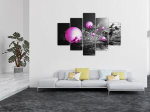 Abstraktný obraz - fialové gule (Obraz 150x105cm)