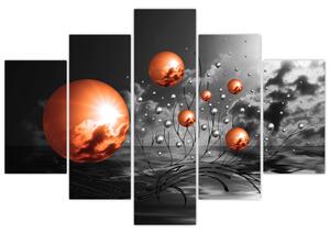 Abstraktné obrazy - oranžové gule (Obraz 150x105cm)