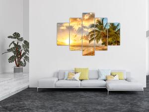 Obraz palmy na piesočnatej pláži (Obraz 150x105cm)