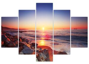 Moderný obraz - západ slnka nad morom (Obraz 150x105cm)