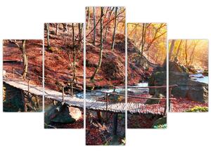 Obraz mosta - jesenné cesta lesom (Obraz 150x105cm)
