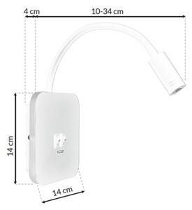 LED flexibilná nástenná lampička s USB BASE LED/8W + LED/2W/230V biela