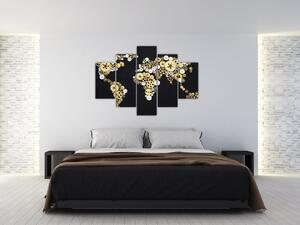 Mapa sveta z ozubených kolies - obraz na stenu (Obraz 150x105cm)