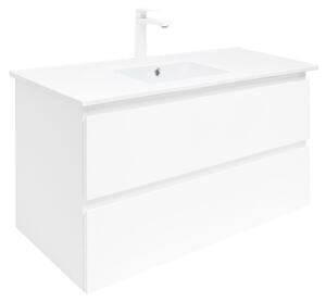 Kúpeľňová skrinka s umývadlom SAT B-Way 99x50x45 cm biela lesk BWAY2100WU4B2