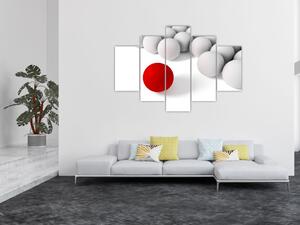 Červená guľa medzi bielymi - abstraktný obraz (Obraz 150x105cm)