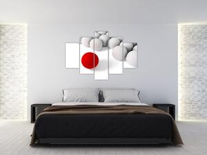 Červená guľa medzi bielymi - abstraktný obraz (Obraz 150x105cm)