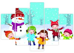 Obraz detí na snehu (Obraz 150x105cm)