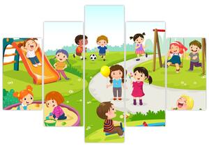 Detský obraz - deti na ihrisku (Obraz 150x105cm)