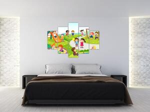Obraz detských radovánok na pieskovisku (150x105 cm)