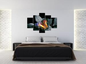 Motýľ na liste - obraz (Obraz 150x105cm)