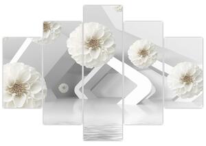 Abstraktný obraz s belostnými kvetmi (150x105 cm)