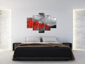 Červený les - moderný obraz (Obraz 150x105cm)