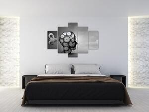 Umelecký obraz hlavy s hodinami (150x105 cm)