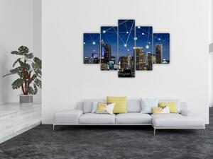 Obraz - Veľkomesta v noci (150x105 cm)
