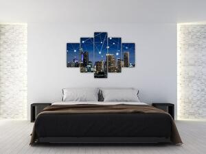 Moderný obraz: večerné mesto budúcnosti (Obraz 150x105cm)