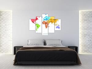 Obraz - farebná mapa sveta (Obraz 150x105cm)