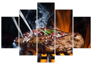 Obraz steaku na grile (150x105 cm)