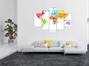 Obraz - farebná mapa sveta (Obraz 150x105cm)