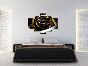 Moderný obraz - zlaté a strieborné obruče (Obraz 150x105cm)