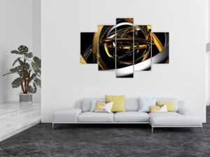 Moderný obraz - zlaté a strieborné obruče (Obraz 150x105cm)