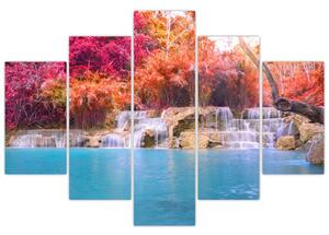 Obraz vodopádu a farebné prírody (Obraz 150x105cm)