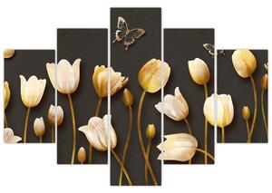 Obraz zlatých tulipánov (Obraz 150x105cm)
