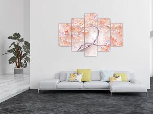 Obraz koralových kvetov stromu - abstrakt (150x105 cm)