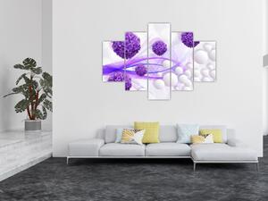 Obraz fialových kvetov a bielych gulí (Obraz 150x105cm)