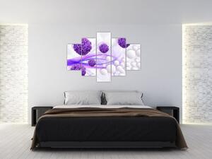 Obraz fialových kvetov a bielych gulí (Obraz 150x105cm)