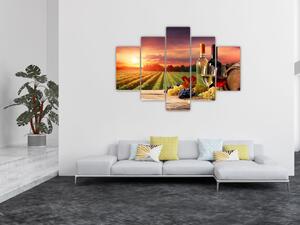 Obraz - víno a vinice pri západe slnka (Obraz 150x105cm)
