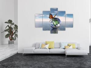 Abstraktný obraz - motýľ na guľu (Obraz 150x105cm)