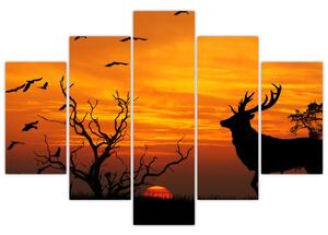 Obraz - jeleň na jesenné lúke (Obraz 150x105cm)