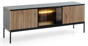 TV stolík Bogalo s LED osvetlením - čierna / dub wotan