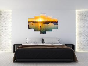 Obraz prístavu pri zapadajúcom slnku (Obraz 150x105cm)