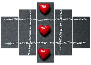 Šachovnica s červenými srdci (Obraz 150x105cm)