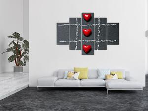 Šachovnica s červenými srdci (Obraz 150x105cm)