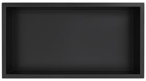 CERANO - Zápustná polička s okrajom do obkladu - čierna matná - 60x30x10 cm