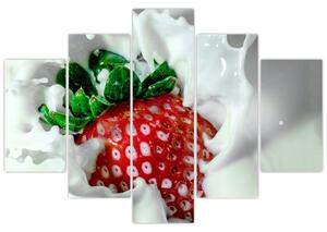 Obraz jahody v jogurte (Obraz 150x105cm)