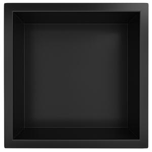 CERANO - Zápustná polička s okrajom do obkladu - čierna matná - 30x30x10 cm
