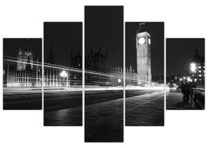 Čiernobiely obraz Londýna - Big ben (Obraz 150x105cm)