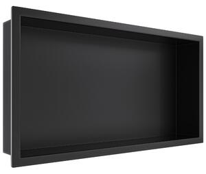 CERANO - Zápustná polička s okrajom do obkladu - čierna matná - 60x30x10 cm