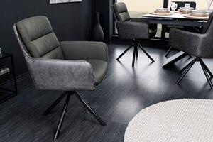 Dizajnová otočná stolička Maddison sivá koža