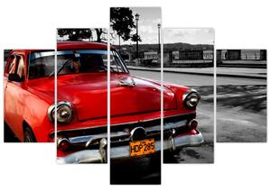 Obraz červeného auta - veterán (Obraz 150x105cm)