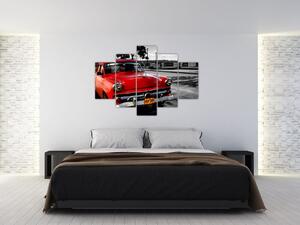 Obraz červeného auta - veterán (Obraz 150x105cm)