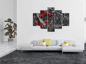 Červené kvety - moderné obrazy (Obraz 150x105cm)