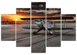 Obraz lietadla pri západe slnka (Obraz 150x105cm)