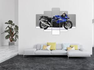 Obraz modrého motocykla (Obraz 150x105cm)