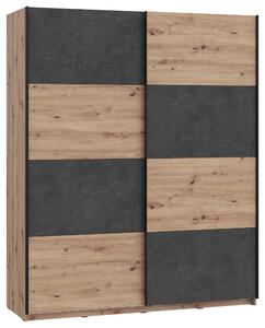 ŠAT. SKRIŇA S POSUV. DVERAMI, tmavosivá, dub artisan, 170/210/61 cm Carryhome - Skrine